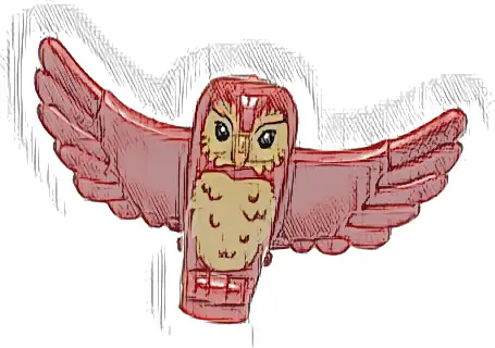 Owl, Spread Wings with Orange Beak and Eyebrows, Black Eyes, and Medium Nougat Rippled Chest Feathers Pattern