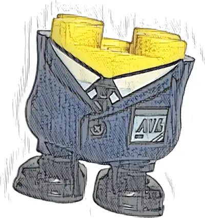 Lower Body, Rounded, Short Legs with Molded Dark Blue Jacket and Black Shoes and Printed White Shirt, Tie, Button and AVL Badge Pattern