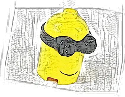 Minifigure, Head, Modified Minion, Extra Tall with Molded Black Goggles and Printed Grin Pattern