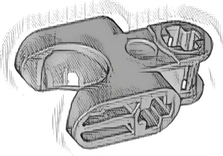 Technic, Axle Connector 2 x 3 with Ball Joint Socket - Closed Sides, Straight Forks with Closed Axle Holes