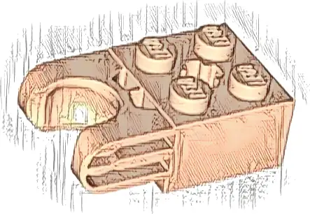 Technic, Brick Modified 2 x 2 with Ball Socket and Axle Hole - Straight Forks with Round Ends and Closed Sides