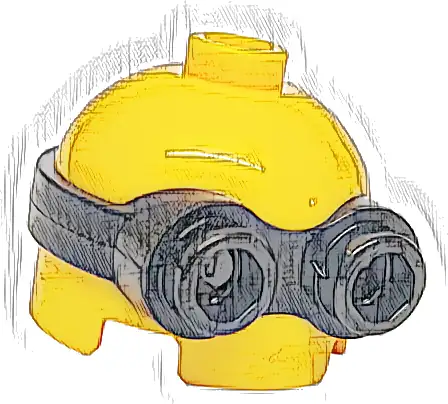 Minifigure, Head, Modified Minion, Short with Molded Black Goggles Pattern