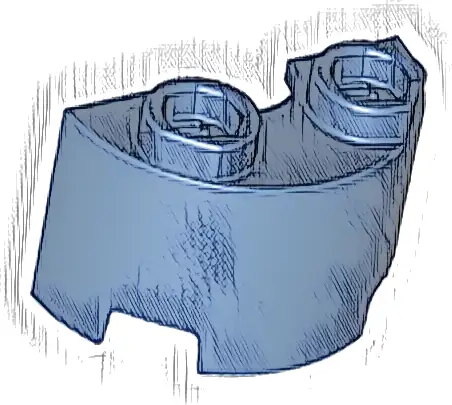 Cylinder Half 1 x 2 x 1