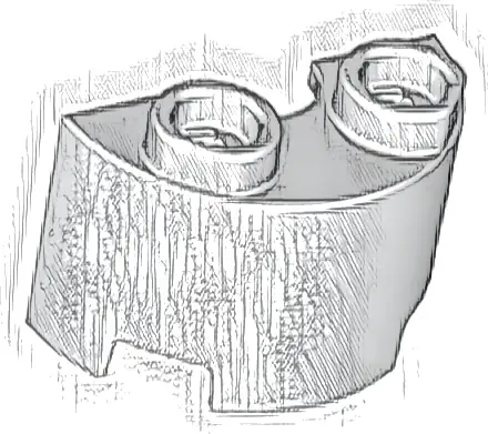 Cylinder Half 1 x 2 x 1