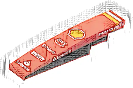 Slope, Curved 6 x 1 with White and Yellow Stripes, Shell Logo, 'aws', 'Palantir', 'PIRELLI', 'Santander' and 'RICHARD MILLE' Logos, Black Panel on Both Sides Pattern