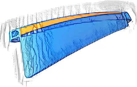 Technic, Panel Curved #51 5 x 13 Tapered Right with Black and Orange Stripe Pattern (Sticker) - Set 42141