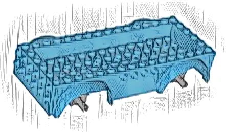 Vehicle, Base 8 x 16 x 2 1/2 with Mudguards, 4 x 14 Recessed Center with 5 Holes, and Dark Bluish Gray Wheels Holders