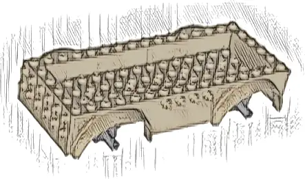 Vehicle, Base 8 x 16 x 2 1/2 with Mudguards, 4 x 14 Recessed Center with 5 Holes, and Dark Bluish Gray Wheels Holders
