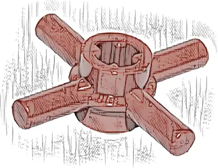 Technic, Axle Connector Hub with 4 Bars and Through Axle Hole