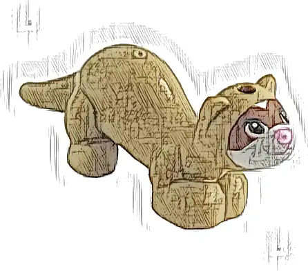 Ferret, Friends Style with White Face, Bright Pink Nose and Mouth and Black Eyes with Reddish Brown Contour Pattern (Bandit)