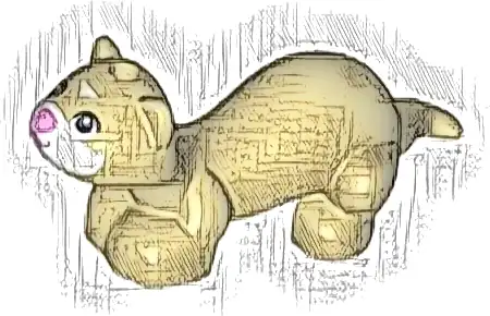 Ferret, Friends Style with White Face, Bright Pink Nose and Mouth and Black Eyes Pattern