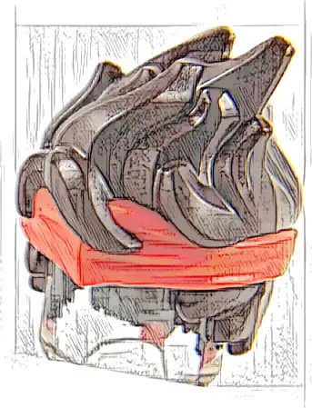 Minifigure, Hair Long and Spiky with Molded Red Bandana Headband Pattern