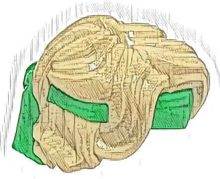 Minifigure, Hair Swept Back Tousled with Molded Bright Green Bandana Headband Pattern