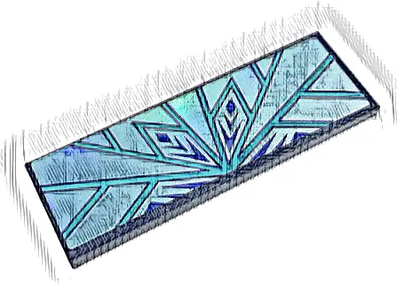 Tile 2 x 6 with Metallic Light Blue Snowflake and Ice Crystals Pattern (Sticker) - Set 43197