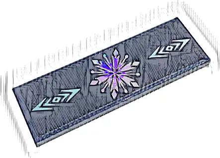 Tile 2 x 6 with Metallic Light Blue Snowflake and Arrows on Dark Blue Background Pattern (Sticker) - Set 43197