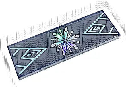 Tile 2 x 6 with Metallic Light Blue Snowflake and Ice Crystals on Dark Blue Background Pattern (Sticker) - Set 43197