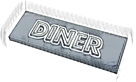 Tile 2 x 6 with Light Aqua 'DINER' Pattern (Sticker) - Set 41728