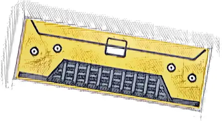 Tile 2 x 6 with Black and Dark Bluish Gray Car Front Grille and Silver Rivets Pattern