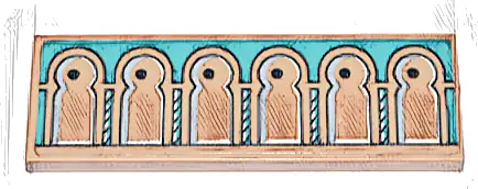 Tile 2 x 6 with Dark Turquoise Cabinet with Dots and Arches with Black Outlines Pattern (Sticker) - Set 43224