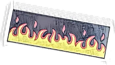 Tile 2 x 6 with Red and Yellow Flames Pattern