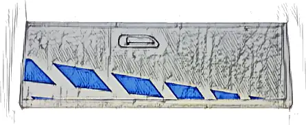 Tile 2 x 6 with Blue Stripes and Black Door Handle Outline Pattern Model Right Side (Sticker) - Set 76917