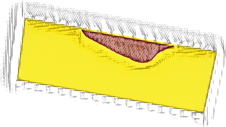 Tile 2 x 6 with Reddish Brown Splotch Pattern