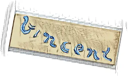 Tile 2 x 6 with Bright Light Blue, Sand Blue, Dark Tan and White 'Vincent' Signature Pattern