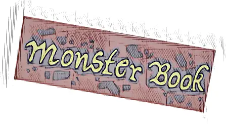 Tile 2 x 6 with Dark Brown Spots and Splatters and Gold Script 'Monster Book' Pattern