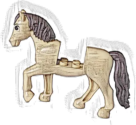 Horse, Friends Style with 2 x 2 Cutout and Movable Neck with Fixed Flexible Rubber Dark Brown Tail and Mane with Dark Brown Eyes, Black Eyebrows Pattern