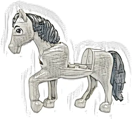Horse, Friends Style with 2 x 2 Cutout and Movable Neck with Fixed Flexible Rubber Black Tail and Mane with White Eyes, Black Eyebrows Pattern (Thunder)