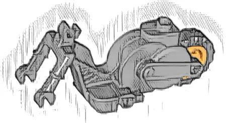 Część LEGO® 69869c02 Motocykl Stuntz z Kołem Zamachowym z Pomarańczowym Tylnym Kołem i Czarną Oponą