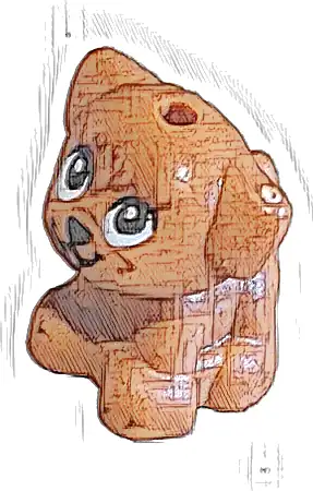 Dog, Friends Style, Puppy, Standing, Small with Black Nose and Mouth, Reddish Brown Hair, White Eyes and Bright Pink Tongue Pattern (Alma)