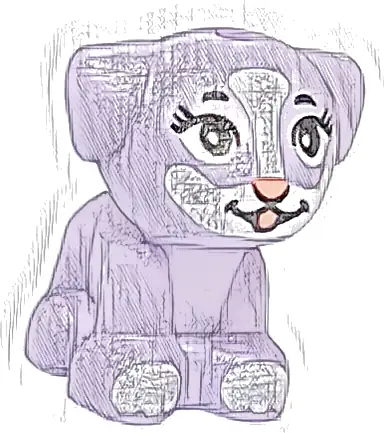 Dog, Friends Style, Puppy, Standing, Small with White Muzzle and Paws, Black Eyes, Eyelashes and Eyebrows, Coral Nose and Tongue Pattern (Disney Creampuff)