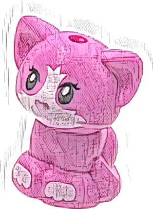 Cat, Friends, Baby Kitten, Sitting with Metallic Pink Nose, White Muzzle and Paws Pattern