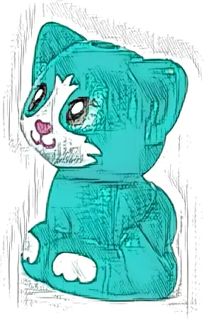 Cat, Friends, Baby Kitten, Sitting with Metallic Pink Nose, White Muzzle and Paws Pattern