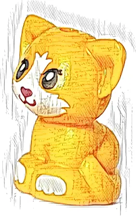 Cat, Friends, Baby Kitten, Sitting with Metallic Pink Nose, White Muzzle and Paws Pattern