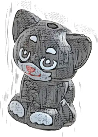 Cat, Friends, Baby Kitten, Sitting with White Eyes Outline, Muzzle and Paws, and Coral Nose and Mouth Pattern (Shadow)