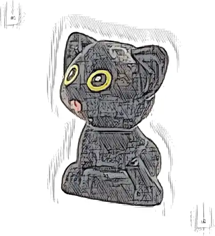 Cat, Friends Style, Baby Kitten, Sitting with Yellow Eyes and Coral Tongue Pattern (Pluto)