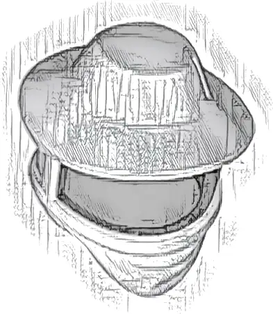 Część LEGO® 69938pb02 Minifigurka, nakrycie głowy kapelusz pszczelarza z formowaną przyciemnioną czarną przyłbicą (wzór)