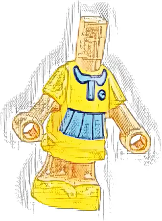 Micro Doll, Body with Molded Yellow Short Layered Dress and Shoes and Printed Medium Blue Collar, Badge, and Skirt Pattern