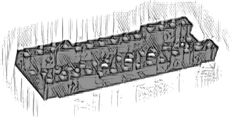 Vehicle, Base 4 x 14 x 1 with 2 x 12 Recessed Center with Smooth Underside