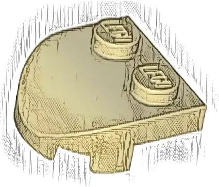 Brick, Round 2 x 2 x 2/3 Half Circle Extended with 2 Studs and Curved Top