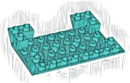 Slope, Inverted 45 6 x 8 Double with 4 Holes and 4 Pin Holes and Opening on 1 Side