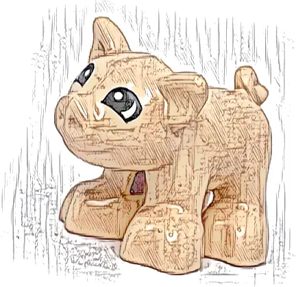 Duplo Pig Baby Piglet Short with Black Eyes with White Pupils Pattern