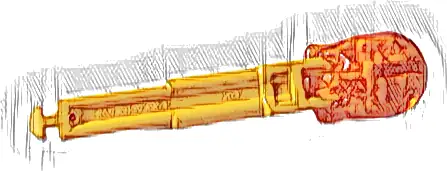 Projectile Arrow, Solid Shaft with 4 Notches and Round End with Molded Trans-Orange End Pattern