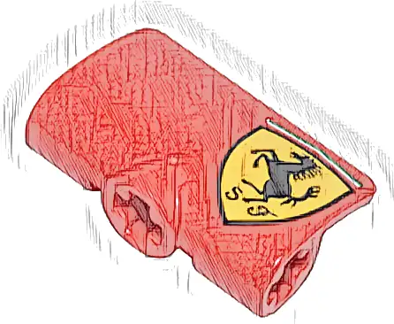 Technic, Panel Curved 2 x 3 x 1 with Ferrari Logo Black Horse on Yellow Shield Pattern Model Left Side