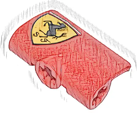 Technic, Panel Curved 2 x 3 x 1 with Ferrari Logo Black Horse on Yellow Shield Pattern Model Right Side