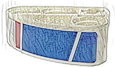 Technic, Liftarm, Modified L-Shape Quarter Ellipse Thick 2 x 3 with Red and Blue Stripes Pattern Model Right Side (Sticker) - Set 42153