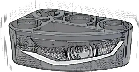 Technic, Liftarm, Modified L-Shape Quarter Ellipse Thick 2 x 3 with Silver and White Headlight Pattern Model Left Side (Sticker) - Set 42153