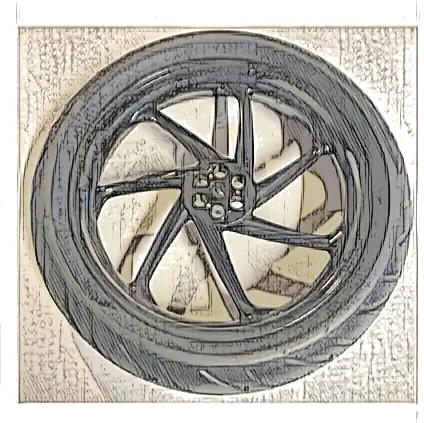 Wheel 107.1mm D. x 24mm Motorcycle with Black Tire 139mm D. x 37mm Motorcycle Racing Tread (71720 / 71722)